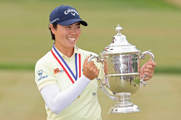 笹生优花夺得美国高尔夫女子公开赛冠军,2024年6月2日(图片:AFP/时事社)