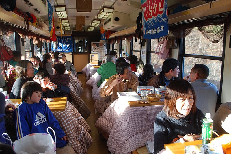 Un « train kotatsu ». (Jiji Press)