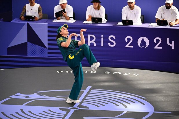 五輪初採用となったブレイキンにオーストラリア代表として出場したレイチェル・ガン。彼女のパフォーマンスは「カンガルーダンス」と呼ばれ、世界的に物議を醸した=ロイター