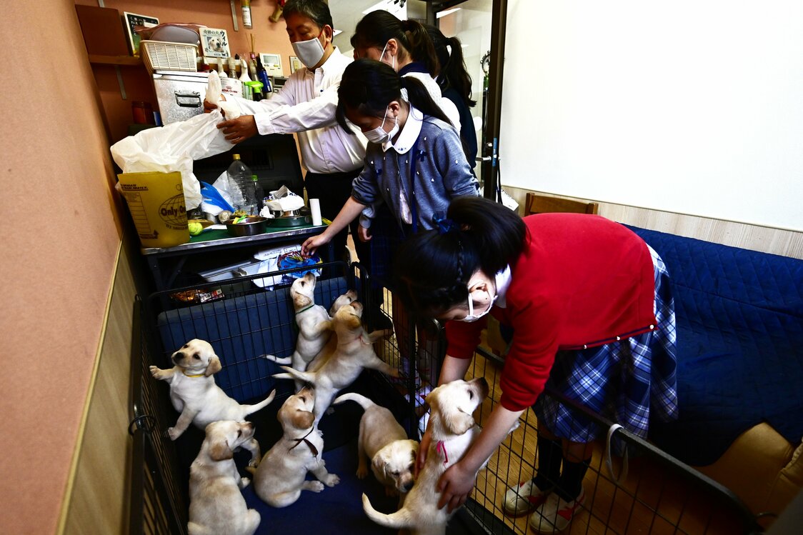 休み時間になると、“バディウォーカー”と呼ばれる6年生が世話をしにやって来る