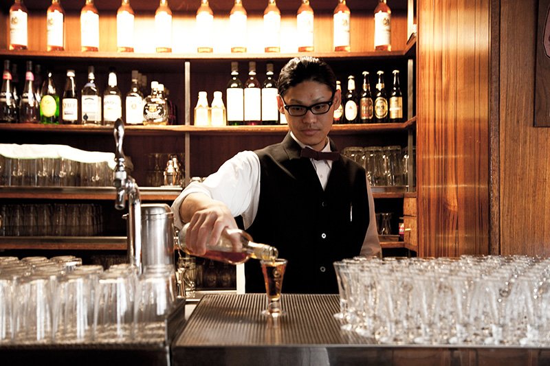 The bar has a retro feel.