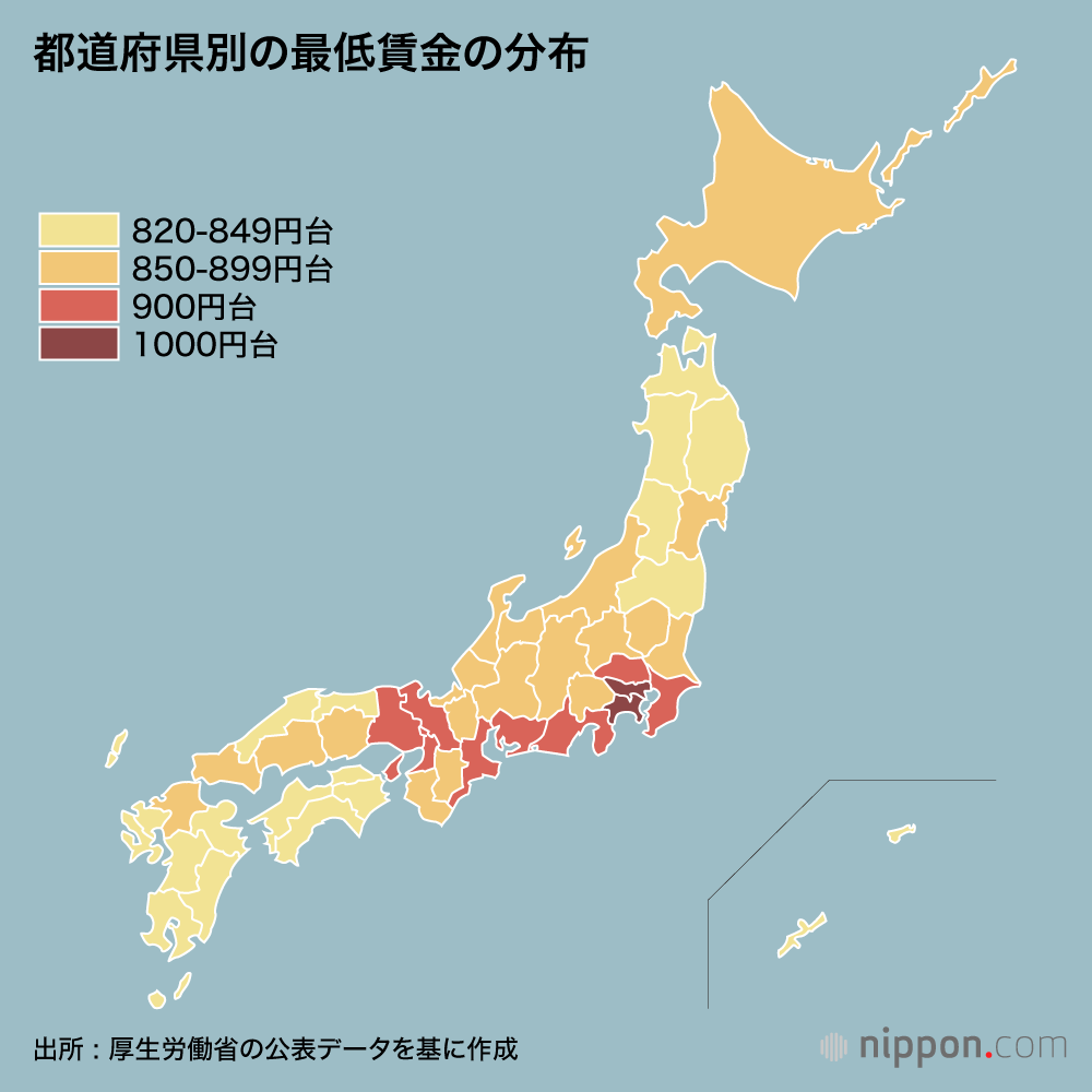 最低賃金、平均930円に : 過去最大28円アップ、700円台地帯解消