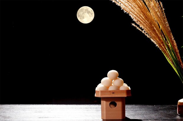 Adornos propios del tsukimi: dango y eulalia. (PIXTA)