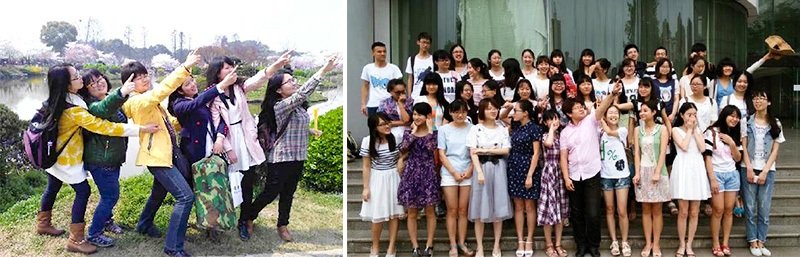 財大の学生らと