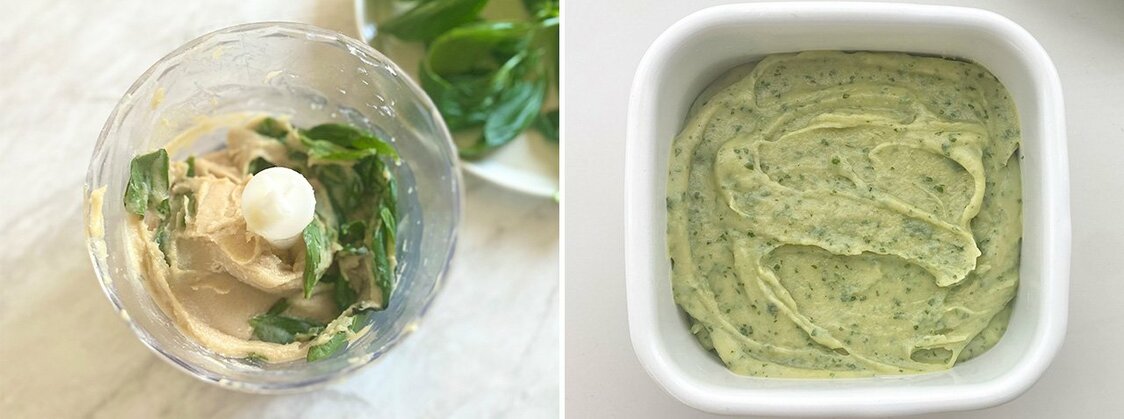 フードプロセッサーで作ったバジル味噌。さわやかな香りが、グリルした肉や魚に合う