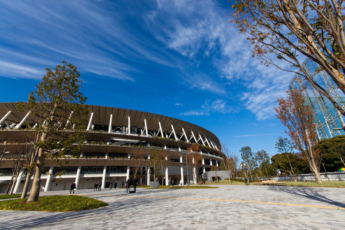 The unimposing design allows the stadium to blend in with its environs.