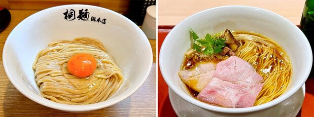 圖說:『中華そば 桐麺 総本店』的「桐玉」(左)、『麦と麺助』的「藏出醬油拉麵」(右)
