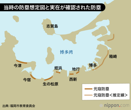 当時の防塁想定図と実在が確認された防塁