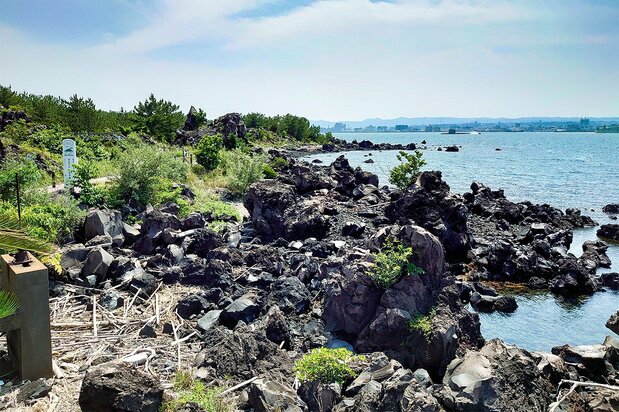Rough seaside scenery, courtesy of old lava flows.