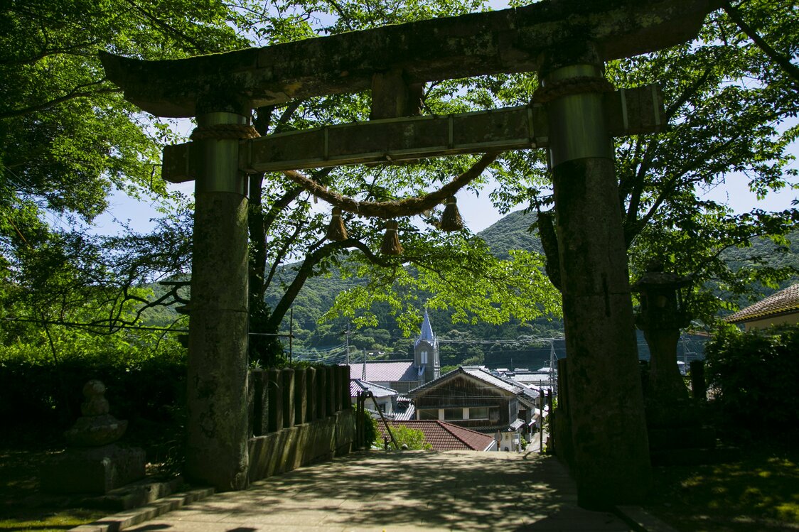 﨑津諏訪神社から眺める﨑津集落