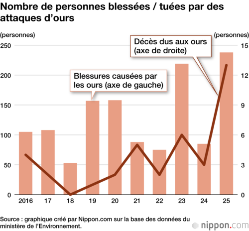 Nombre de personnes blessées / tuées par des attaques d’ours