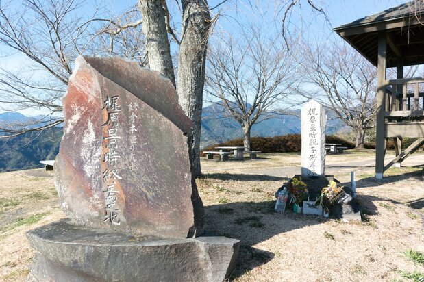 景時と駿河の在地武士が戦闘に及んだ清見関は、現在の清水港（静岡県清水区）近くにあった。景時終焉の地の碑石は、そこから少し離れた梶原山公園に立っている。（PIXTA）