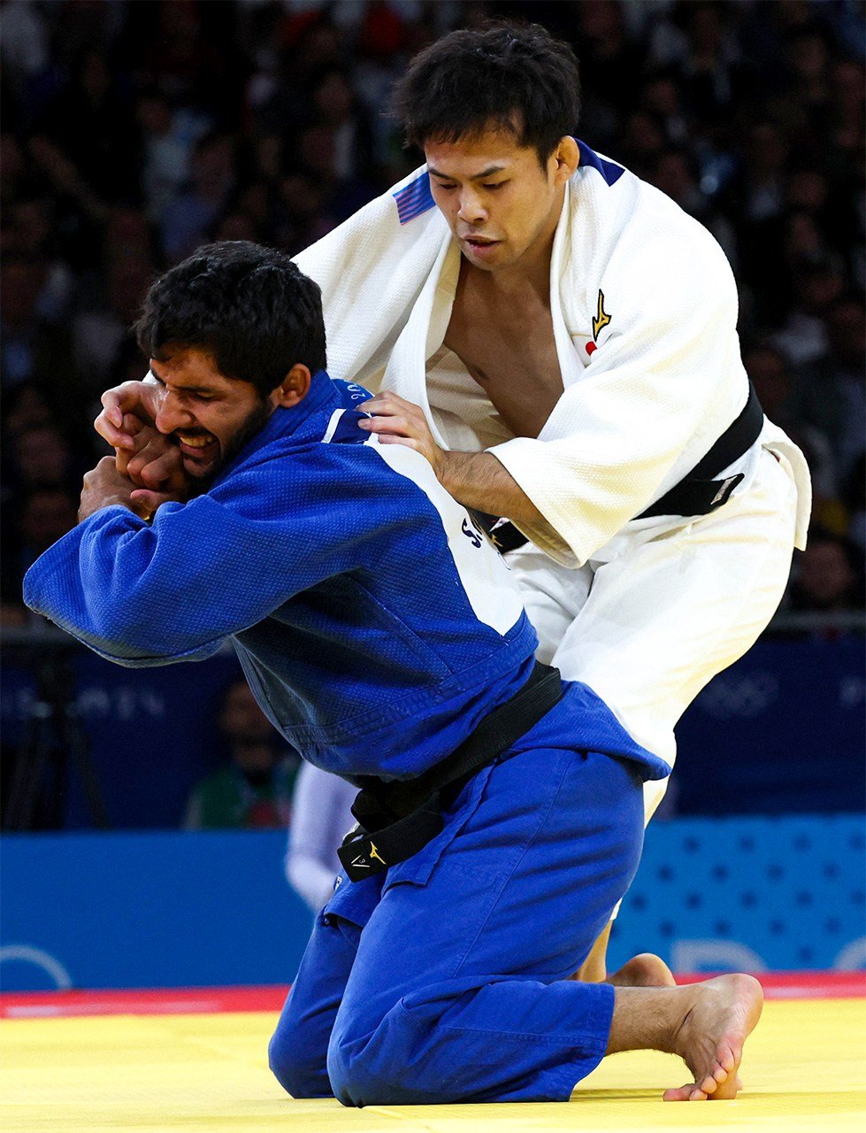 敗者復活戦を勝ち上がって臨んだ3位決定戦で、トルコのイルディスと対戦し、一本勝ちで銅メダルを獲得した永山竜樹（ロイター）