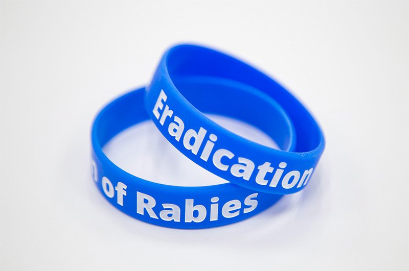 Pulsera creada para la campaña contra la rabia en Bali