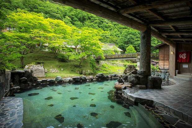 Su piel quedará lisa y suave gracias a las aguas termales alcalinas. Fotografía cortesía de Oosawa Onsen.