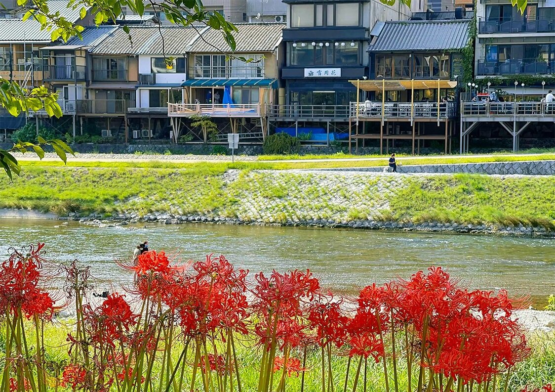 鸭川沿岸餐馆，几乎家家都搭有一个纳凉的露台