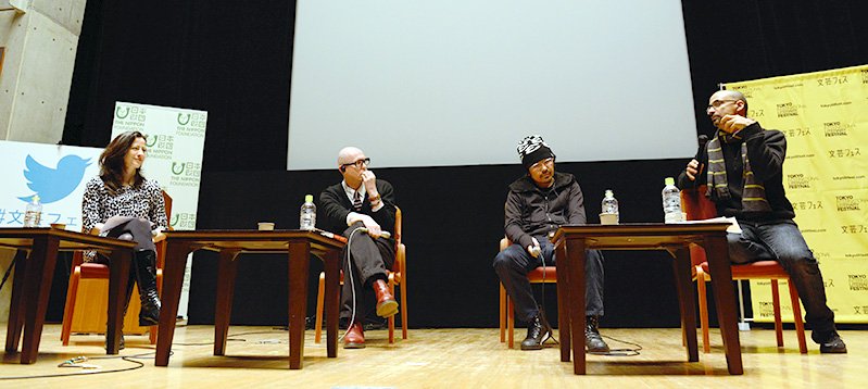 De izquierda a derecha: Deborah Treisman (The New Yorker), David Peace, Furukawa Hideo y Junot Díaz.