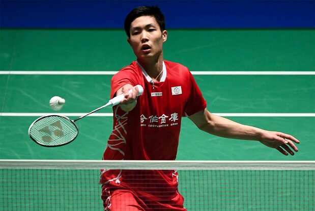 >2018年、日本で開催された試合で、周天成は中国の林丹選手と対戦した(AFP)