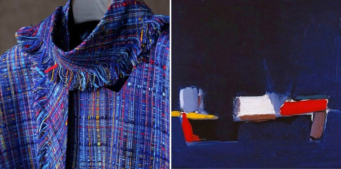 フランスの画家ニコラ・ド・スタールの作品にインスピレーションを得たフリンジプリーツスカーフトップ