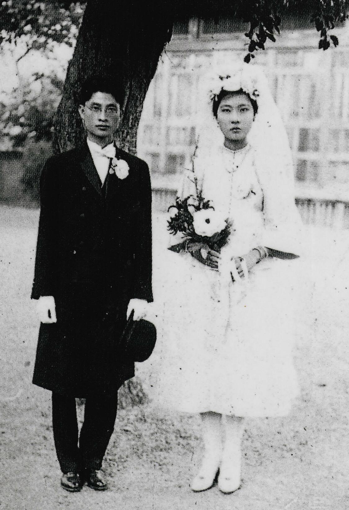韓石泉和莊綉鸞的婚禮。於臺南公會堂（韓良誠提供）