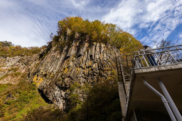 Columnar joints formed eons ago as lava slowly cooled after an eruption.