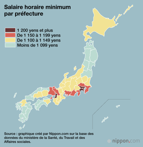 Salaire horaire minimum par préfecture