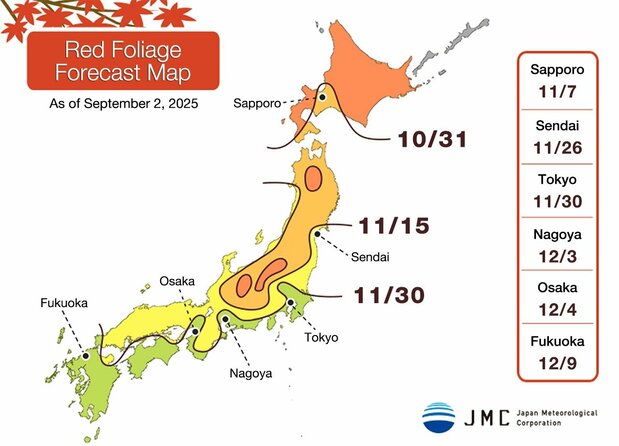 Red Foliage Forecast Map