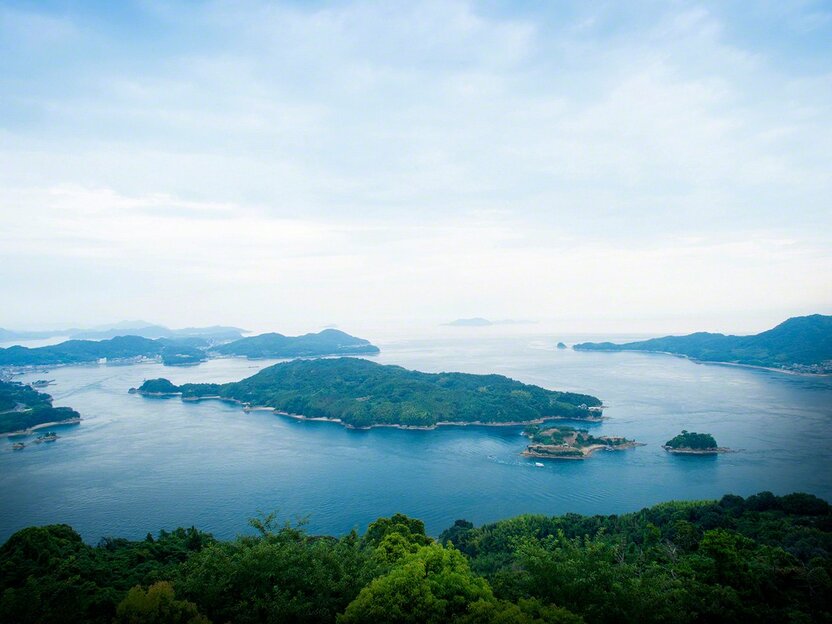 村上水軍の一派・能島（のしま）水軍が本拠地とした能島は激しい潮流に囲まれた天然の要害だ(越智大島より）