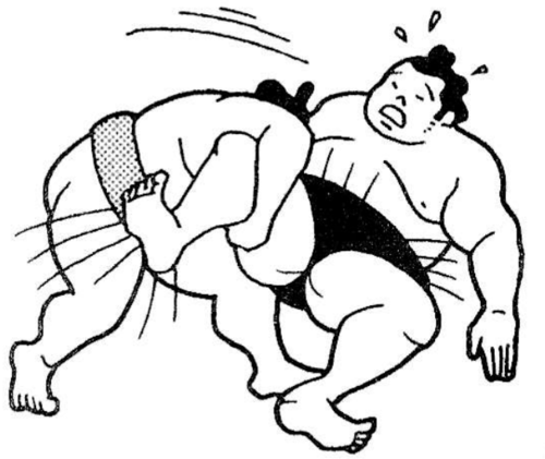 相手の足の膝付近を内側からすくい上げて倒す「小股すくい」