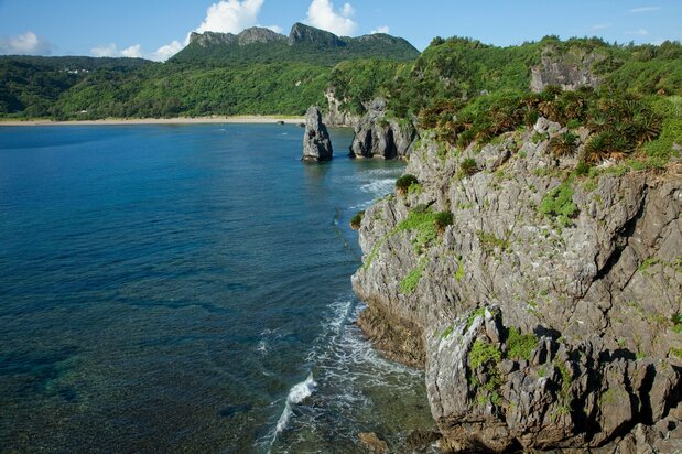 海食崖が発達した雄大な風景の沖縄本島最北端・辺戸岬(へどみさき) ©OCVB