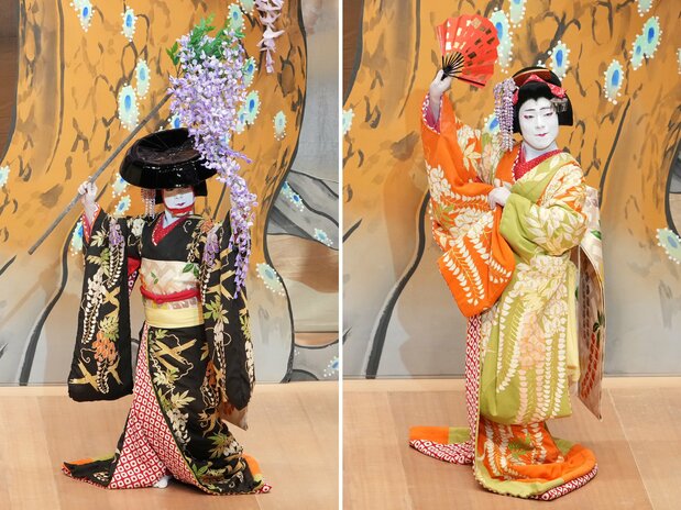 El cambio de vestuario es uno de los grandes atractivos de Fuji musume. (© Shochiku)
