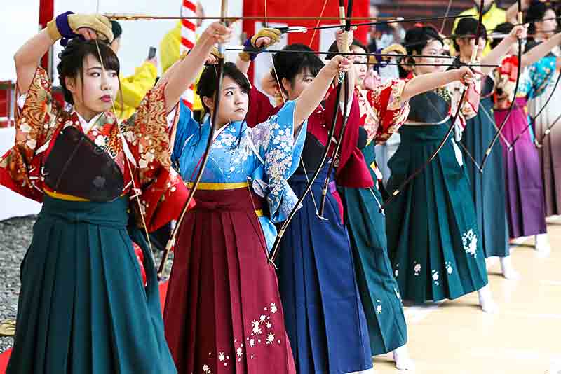 Compétition 2018 de tir à l’arc Ômato au temple Sanjûsangen-dô de Kyoto (Jiji Press)