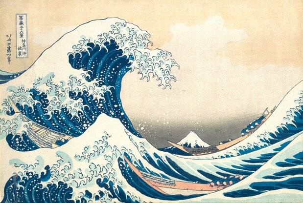 La gran ola de Kanagawa, de las Treinta y seis vistas del monte Fuji, por Katsushika Hokusai. (Colección del Museo Metropolitano de Arte)