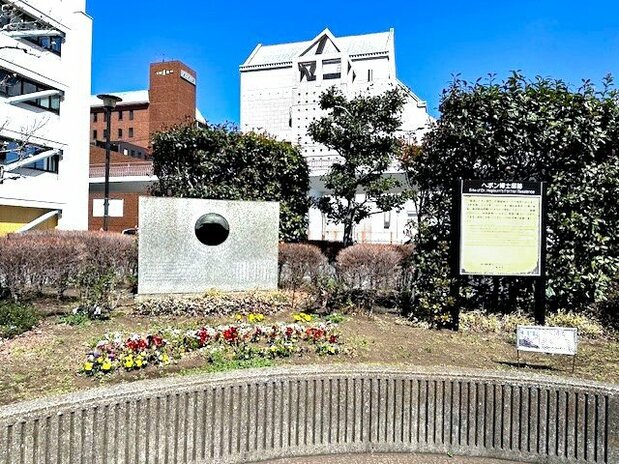 横浜居留地にあったヘボン博士邸跡(2024年3月21日、横浜市中区山下町)=泉宣道撮影