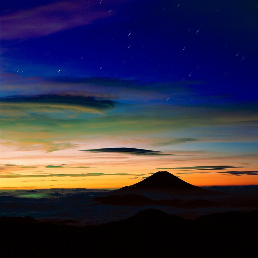 Mount Fuji at the end of the rainy season (July)