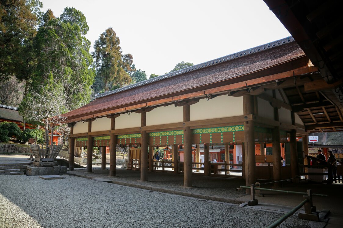 The Heiden (Hall of Offerings) and Maiden (Sacred Dance Hall) at the shrine.