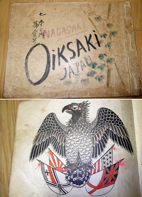 長崎在住の彫師O.Ikasaki の下絵帳。1900年代。参代目彫よし所蔵