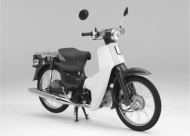 世界中で走る姿を見掛けるホンダ「スーパーカブ」(第5674666号) 画像:特許情報プラットフォーム「J-PlatPat」より