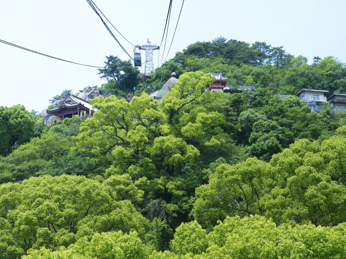 從纜車上俯瞰千光寺山和玉岩