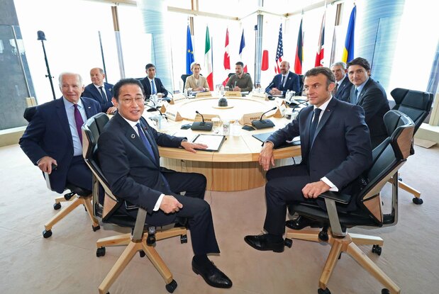 在家乡广岛举行G7峰会时，岸田文雄正处于政治生涯的巅峰（2023年5月21日，时事社）。