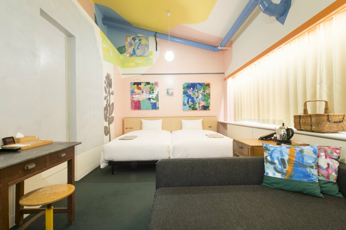 This guest room was designed by contemporary artist Ukaji Shiho.