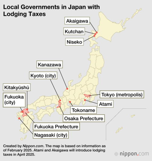 Local Governments in Japan with Lodging Taxes