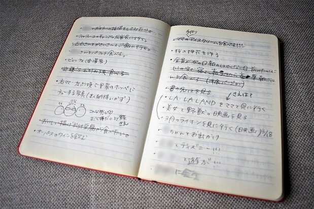 Pages of the family’s Tomorrow Book.