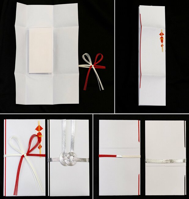 Pliage du orikata et positionnement du mizuhiki (Photo : Nippon.com)