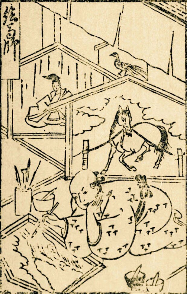 An ema artisan from the Edo period illustrated book of occupations, Jinrin kinmō zui (An Illustrated Encyclopedia of Humanity). (Courtesy the National Diet Library)