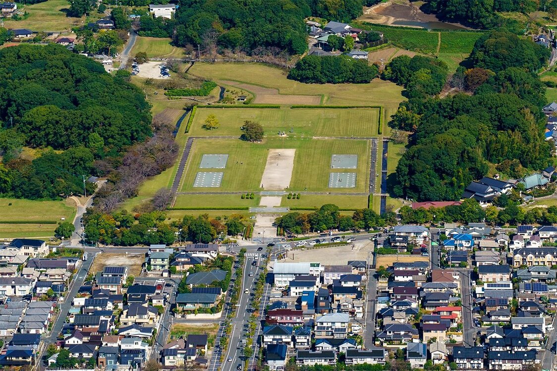 上空から見た大宰府政庁跡（時事）