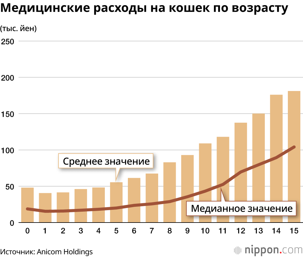 Медицинские расходы на кошек по возрасту