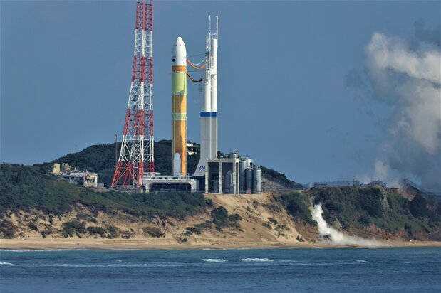 中止された「H3」の打ち上げ=17日午前、鹿児島・種子島宇宙センター 時事