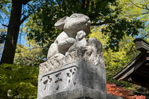 A rabbit watches over the entrance to Tsuki Shrine in Urawa Ward of Saitama. (© Pixta)