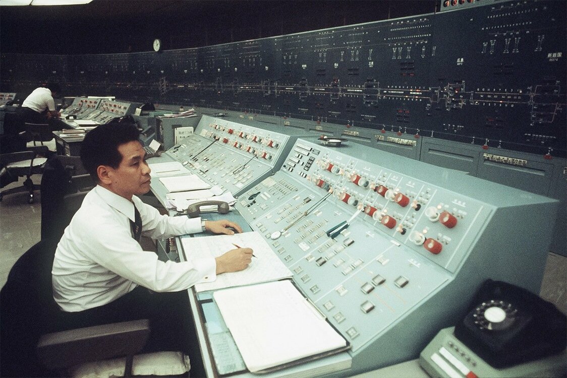 东京的新干线综合指令室（1977年6月3日）（图片：时事社）